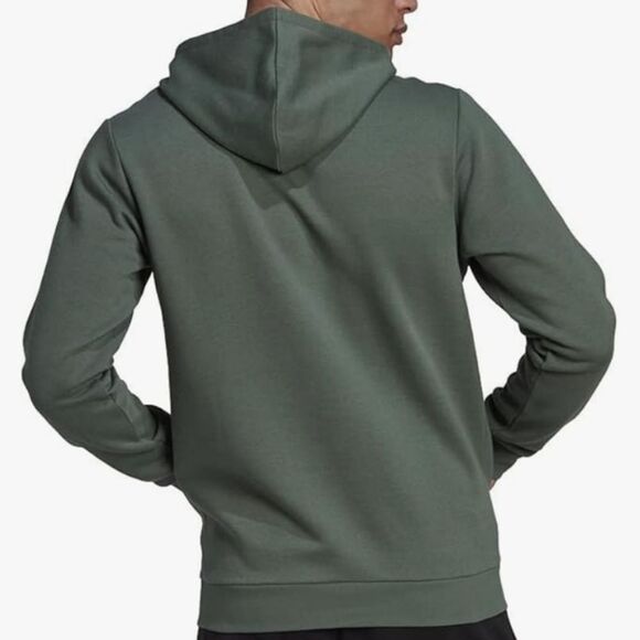 Men's Adidas Green Oxide 3 Stripes Essential Big Logo Fleece Hoodie - Picture 3 of 5